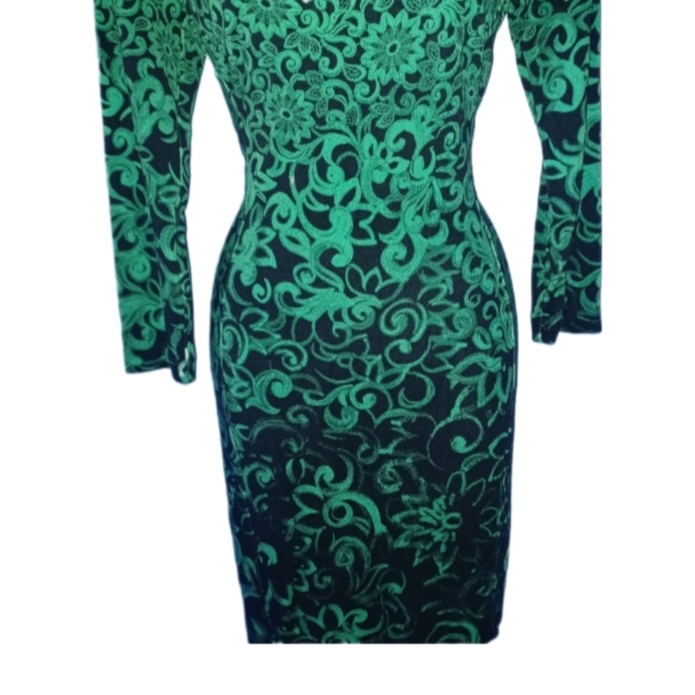 Escada Green Black Ombre Midi Dress - Picture 4 of 5